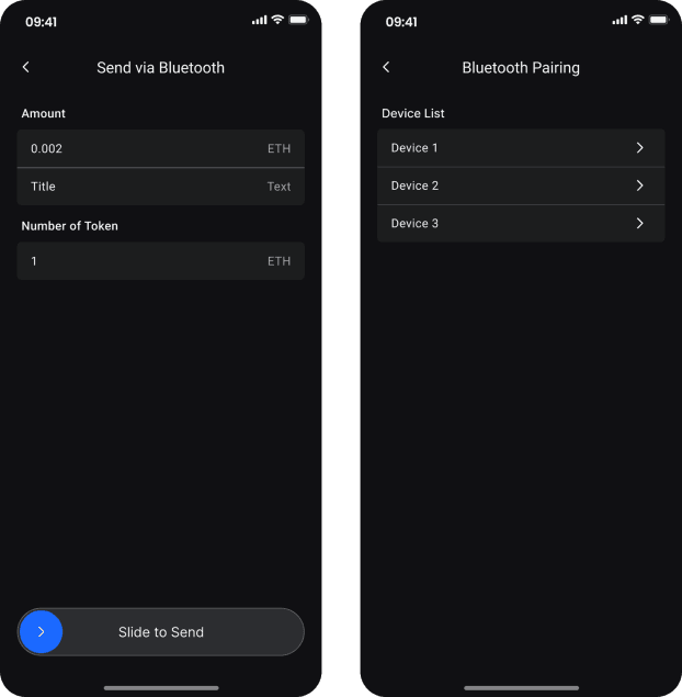 PureWallet+ Bluetooth 오프라인 전송